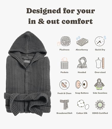 Image of Luxury Organic Japanese Cotton Hotel & Spa Waffle Bathrobe for Men and Women (Hooded /Kimono)