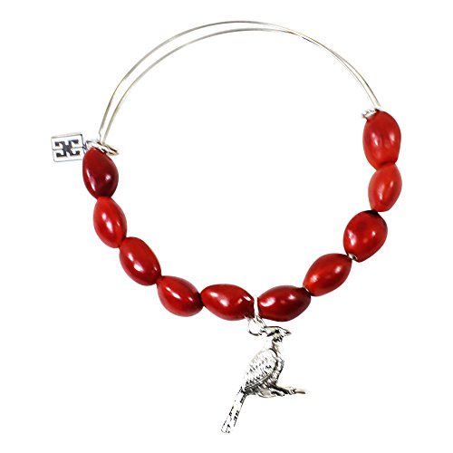 Image of EVELYN BROOKS Adjustable Bangle Bracelet (Multiple Charm Styles) for Women-w /Meaningful Good Luck Seed Beads - Handmade Jewelry | Great Gifts for Teen Girl Gifts & Great Addition to Girls Jewelry