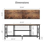 Gizoon 59.8" Industrial TV Stand for 55-65 Inch TVs, Rustic Brown, 3-Tier Media Entertainment Center with Open Shelves, Metal Frame, Sofa Table for Living Room, Bedroom, Office - Image 3