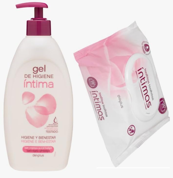 [Pack Aseo Intimo Mujer] Gel para higiene íntima 500ml + 25 Toallitas Aseo Intimo diario [Deliplus]