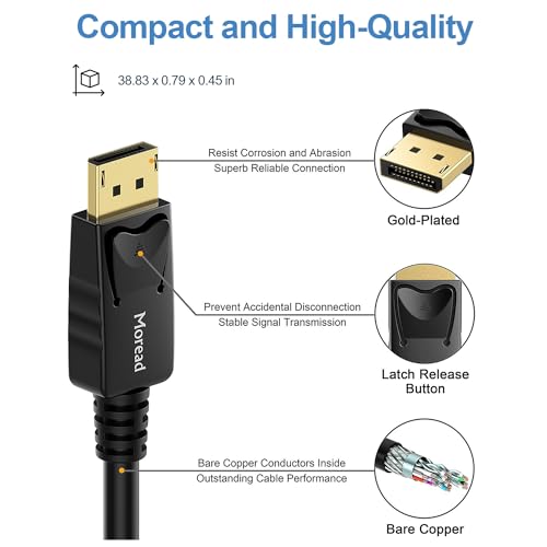 Image of Moread 8K DisplayPort Cable 1.4, 3ft DP Cable