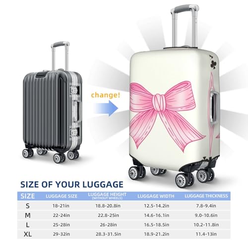 Pink Card With A Bow Girly Minimalist Elastic Travel Luggage Covers Dustproof Scratch-Resistant Suitcase Protector Fit 22-24 Inch4