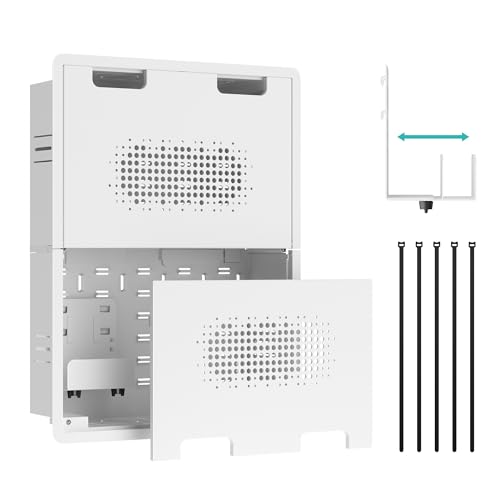 17 in-Wall Media Box Recessed Outlet Wall Box Structured Media Enclosure for One Connect & Network Switches Works with Fire TV Stick & Samsung -Friendly Cable Management Kit