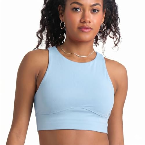 Image of POPSUGAR Sports Bras for Women - Y Back, High Neck, Strappy & Long Line Padded Racerback Bra Workout Yoga Top Racer Back Bra