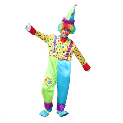 WAZHAKU Disfraz de payaso para hombre, mono de payaso malvado, disfraz de carnaval de terror, disfraz de circo, disfraz de carnaval