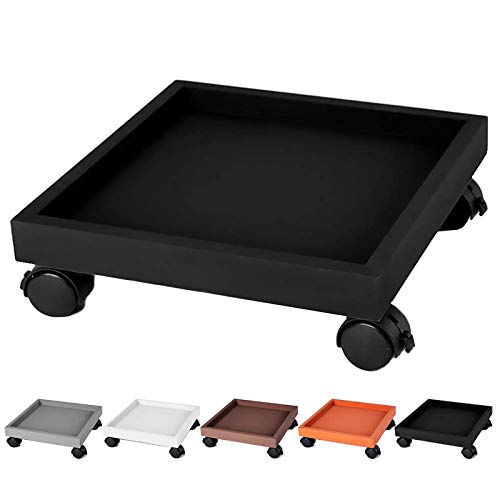 Carrito de flores cuadrado resistente de 42 cm con ruedas giratorias de 360° para uso en interiores y exteriores. Elegante gris (negro 34 cm disponible), perfecto para decoración de jardín y hogar