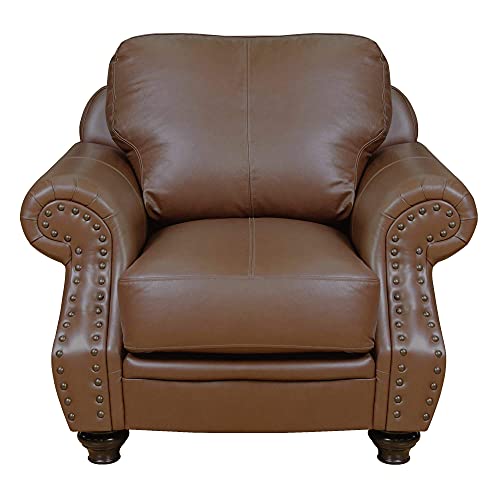 Sillón de cuero marrón robusto y cómodo miniatura 4
