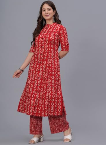Image of rytras Women Printed A-Line Kurta Set with Palazzo Pants