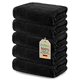 Ôhm 5er Set Handtuch 30x30 cm – 100% Baumwolle Frottee 500 g/m² Schwarz – Gästehandtücher & Waschlappen 30x30, extra weich & saugstark – Oeko-Tex Zertifiziert
