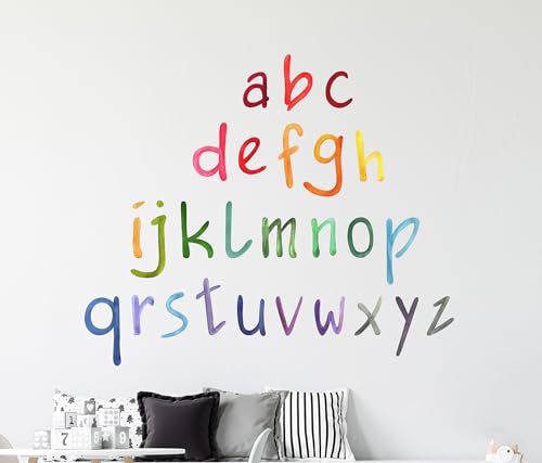 Alphabet Wall Decals - Educational ABC Wall Stickers, Set of 26 Alphabet Decals for Walls, Vinyl Letters for Kids Learning, Easy Peel and Stick, Ideal Nursery Wall Decal