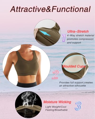 Image of RUNNING GIRL High Impact Sports Bras for Women,Racerback Running Bra Workout Crop Tank Tops Longline Sports Bra Push up