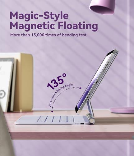 Image of GreenLaw for iPad 11th(A16,2025) /10th(2022) Generation Case with Keyboard, Magic-Style Keyboard Stand, 7 Color Backlit, Stain-Resistant Surface, Multi-Touch Trackpad, Light Purple