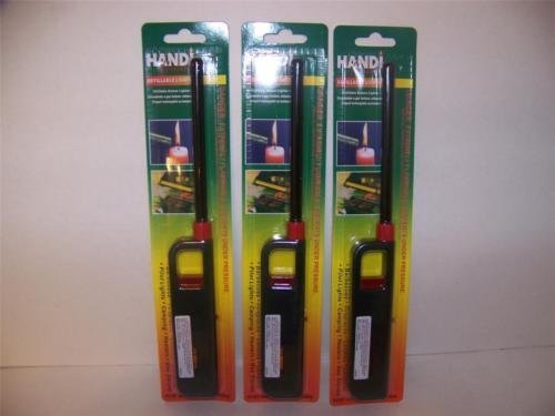 Lot of 3 REFILLABLE Butane Grill BBQ LIGHTERS Multi-Purpose Lighter 10 75