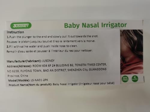 JUSONEY Nasendusche Baby – Profi-Baby Nasendusche, Mit Hochwertigen Nasenaufsätzen, aus Silikon, Sauber und wiederverwendbarer (2 stück)