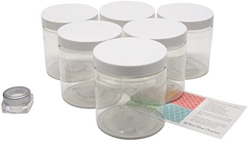 Clear 16 oz Plastic Jars with White Lids (6 pk) with Balm Jar - PET Round Refillable Containers