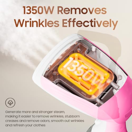Image of Portable Hand Held Steamer for Clothes - 1350W Handheld Clothes Steamer, 15S Rapid Heating, Garment Wrinkle Remover Fastly Make Clothes Soft, Large-Capacity Iron for Hotels /Travel