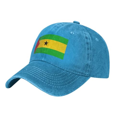 Casquette De Baseball Sao Tome and Principe Drapeau Casquette À Imprimé Sao Tome and Principe Drapeau Été Coton Lavé Chapeau Soleil Réglable Protection UV Cadeau Sportif Événements Football Rugby
