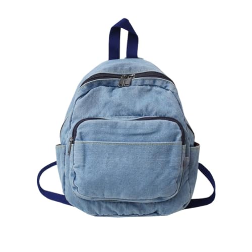 Image of MaxxCloud Vintage Denim Backpack Tote Satchel Hiking Knapsack Canvas Travel Bag Handbag Purse Rucksack 519 Light Blue, Standard