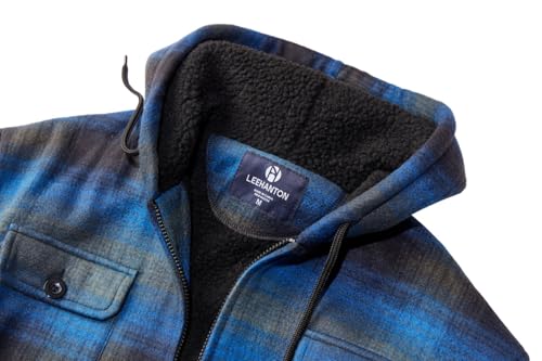 Image of LeeHanTon Mens Flannel Jackets Sherpa Lined Fleece Zip Up Winter Warm Workout Plaid Sweatshirt with Hood