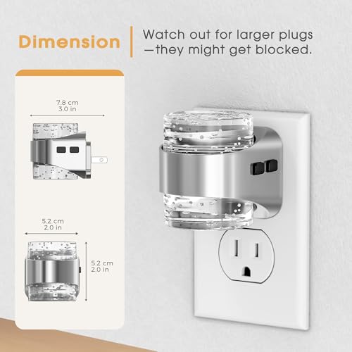 Image of Briignite LED Night Light Plug into Wall[2 Pack], Dimmable Night Light with Bubble Design 3000K Warm & 5 Brightness Levels, Dusk to Dawn Sensor Nightlights for Nursery, Hallway, Bathroom, Kids Room