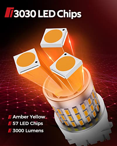 Image of Torchbeam LED Turn Signal Bulb, Upgraded 3157 LED Bulbs Amber, 500% Brighter 3156 3157A 3457A 4057 4157 3157na Bulb 57-SMD LED Chipset with Projector Len for Blinker Marker Parking Lights (2 Pcs)