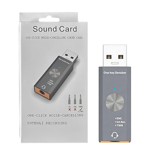 Tarjeta de sonido: adaptador de reducción de ruido USB a 3.5 mm, tarjeta de audio USB externa portátil, sonido claro de alta fidelidad, para podcast, reproducción de podcast, transmisión en