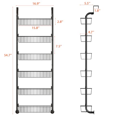 6-Tier Spice Rack and Pantry Organizer for Home and Kitchen Storage, Large Capacity Hanging Seasoning Organizer.