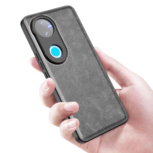 Image of Kapa Tux Leather Back Cover for Vivo T4R / V50 / V50E 5G | Slim Shockproof Camera Protection Bumper Case (Grey)