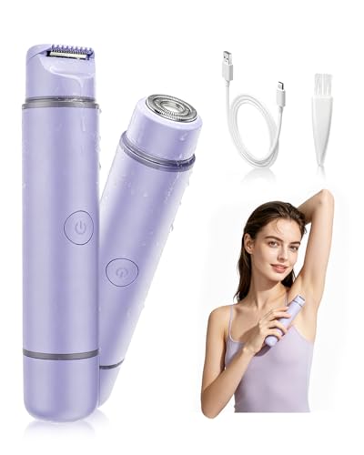 Image of 2-in-1 Bikini Trimmer for Women - Electric Shaver for Women, Womens Electric Razor & Trimmer for Sensitive Skin, Adjustable Comb, 100% Waterproof, Portable, USB Charge, Painless (Purple)
