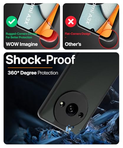 Image of WOW IMAGINE Translucent Hybrid Back Case Cover for Mi Redmi A3 2024 | Redmi A3X | Poco C61 Smoked Matte Back | Shock Proof 360 Degree Protection | Protective Hard Case - Matte Black