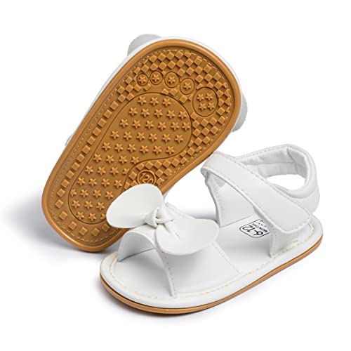 Image of Babelvit Infant Baby Girl Boy Sandals Comfort Premium Summer Outdoor Casual Beach Shoes with Flower Bowknot Anti Slip Rubber Sole Newborn Toddler Prewalker First Walking Shoes