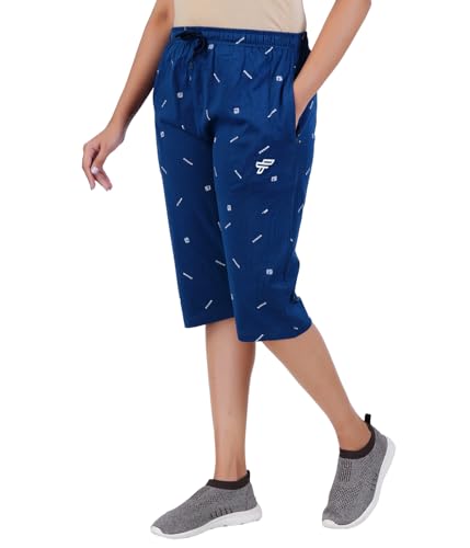 Image of FEEL TRACK Women Cotton Regular Fit Printed Capri (Pack of 1)