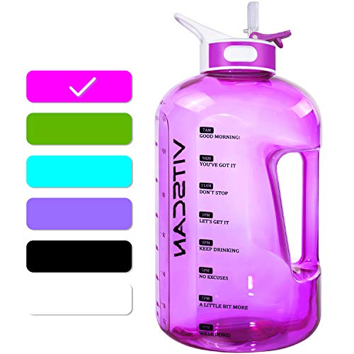 1 Gallon Water Bottle with Straw Motivational Water Bottle with Time Marker, Large Water Bottle 128 Oz Water Bottle, Big Water Jug for Sports Water Bottles (Pink )