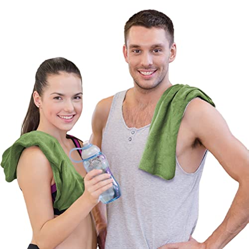 Image of Sassoon Unisex Microfiber Gym Towel in 450 GSM (Set of 2, Green) 40cmX60cm- Fast Drying & Light Weight Ultra Absorbent Sports Towel