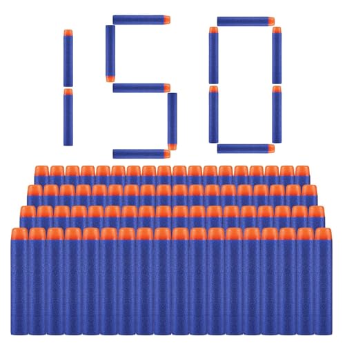 Balas Blandas,Espuma Dardos Recarga Bola,Dardos de Espuma,Recargas para Pistolas,Espuma de Dardos para Pistola de Juguete para N-Strike Elite Series Blasters Kid Toy Guns,Azul,150 Piezas,7.2x1.2cm