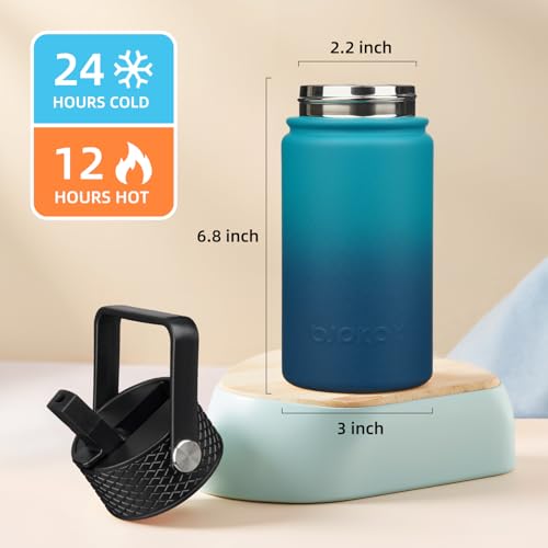 Image of BJPKPK Insulated Water Bottle, 15oz Stainless Steel with Straw Lid