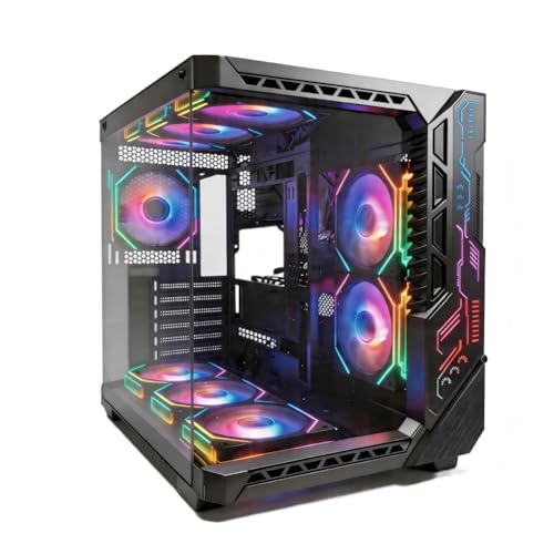 Carcasa ATX con ventiladores ARGB de 9 palas y soporte para radiador de 360 mm de torre media
