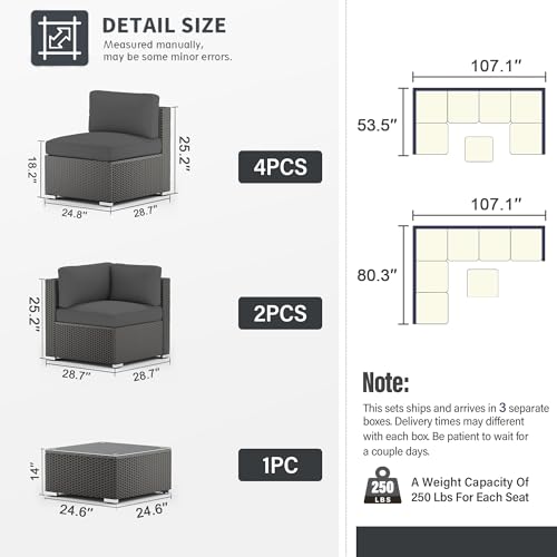 SUNCROWN-7-Piece-Outdoor-Patio-Furniture-Sofa-Set-All-Weather-Black-Wicker-Sectional-Conversation-Set-with-Modern-Glass-Coffee-Table-and-Cushions-Grey SUNCROWN 7 Piece Outdoor Patio Furniture Sofa Set All Weather Black Wicker Sectional Conversation Set with Modern Glass Coffee Table and Cushions Grey
