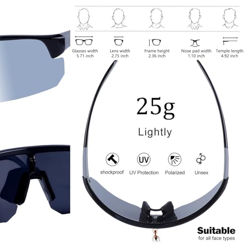 Image of BangLong Polarized Sports Sunglasses for Men Women UV400 Protection | TAC HD Lens, RX Insert Included, Lightweight Wrap-Around Design for Running Cycling Baseball Hiking