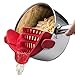 Kitchen Gizmo Snap N Strain Silicone Pot Strainer - Adjustable Clip-On Pasta Strainer for Pots, Pans, and Bowls - Large Red Kitchen Colander