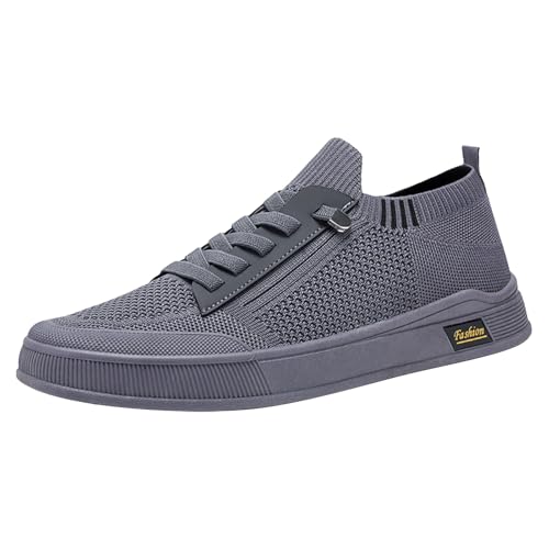 Aterproof - Zapatillas deportivas de moda para primavera y verano para hombre, parte inferior plana, malla ligera, transpirable, antideslizante, cómoda, color sólido, características simples: tenis