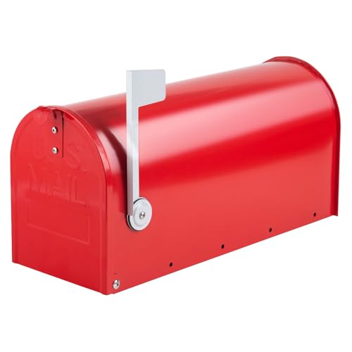 RAINHOL Metal Mailboxes Post Mount Red 20 x 8.9 x 6.7 inches
