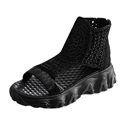 Sandales poisson pour femme : chaussures d'été décontractées à semelle épaisse noire