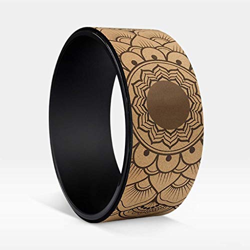 LYATW The Yoga Wheel Eco Printed, Extra Strength, Padded, Natural Cork，Yoga Ring Natural Rubber Anti-fracture Load 400 Kg Yoga (Color : Gold)
