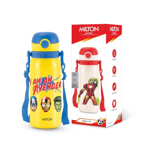Image of MILTON Marvel Torque 650 ISI Certified Stainless Steel Water Bottle, Leak Proof, Rust Proof, Single walled,1 Yr Warranty, Ideal Sipper Water Bottle for School Kids Bottle, 625 ml, Yellow