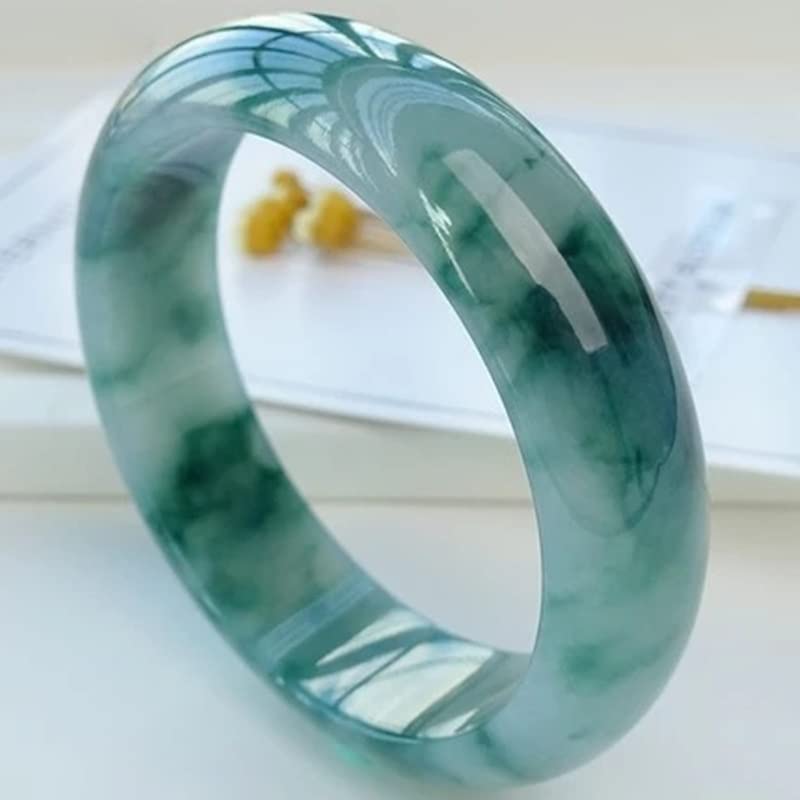 Bracelet jade birman fleur bleue jonc femme élégant authentique dimensions 54-56mm