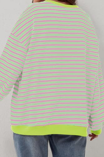 Image of Eytino Women Plus Size Striped Color Block Crewneck Sweatshirt(1X-5X)