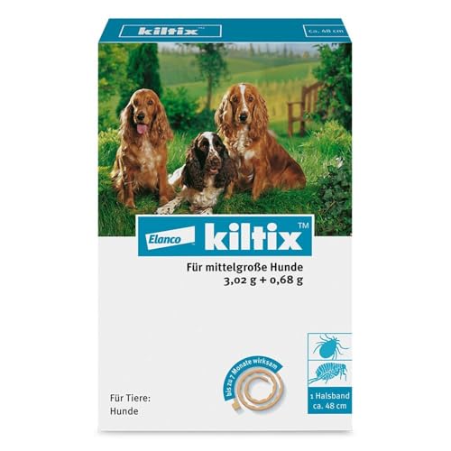 Kiltix Halsband gegen Zecken und Flöhe, mittelgroße Hunde