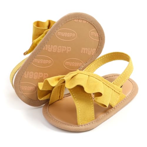 Image of HsdsBebe Baby Girls Sandals Bohemia Flower Bow Soft Sole Toddler First Walkers Beach Summer Shoes