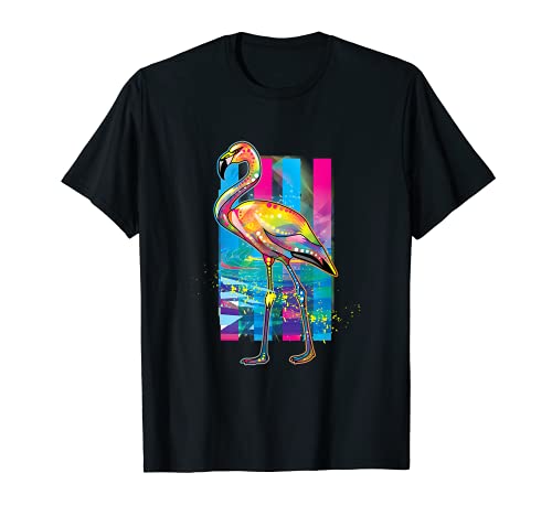 Flamingo Lovers - Colourful 80s retro eigthies Pink Flamingo T-Shirt